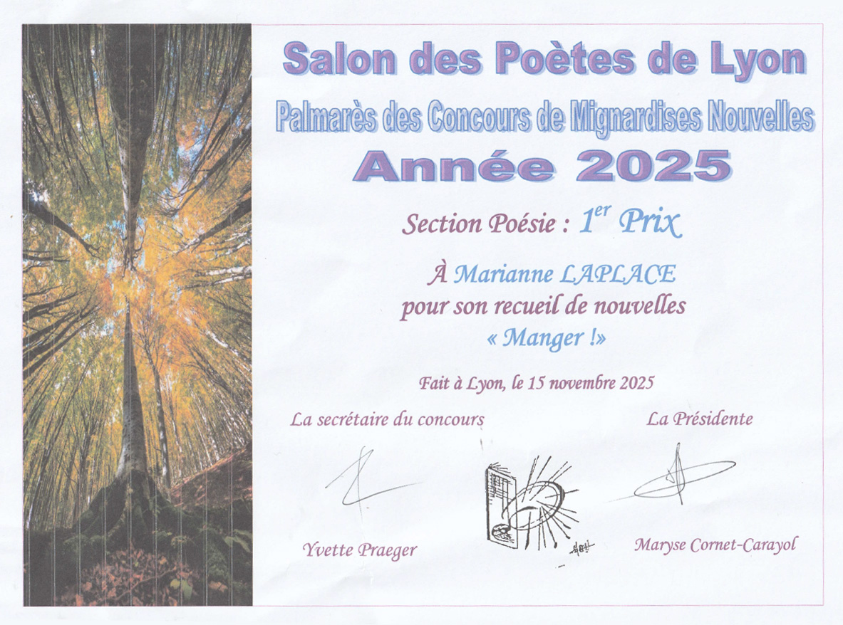 diplôme salon des poètes de Lyon 2025